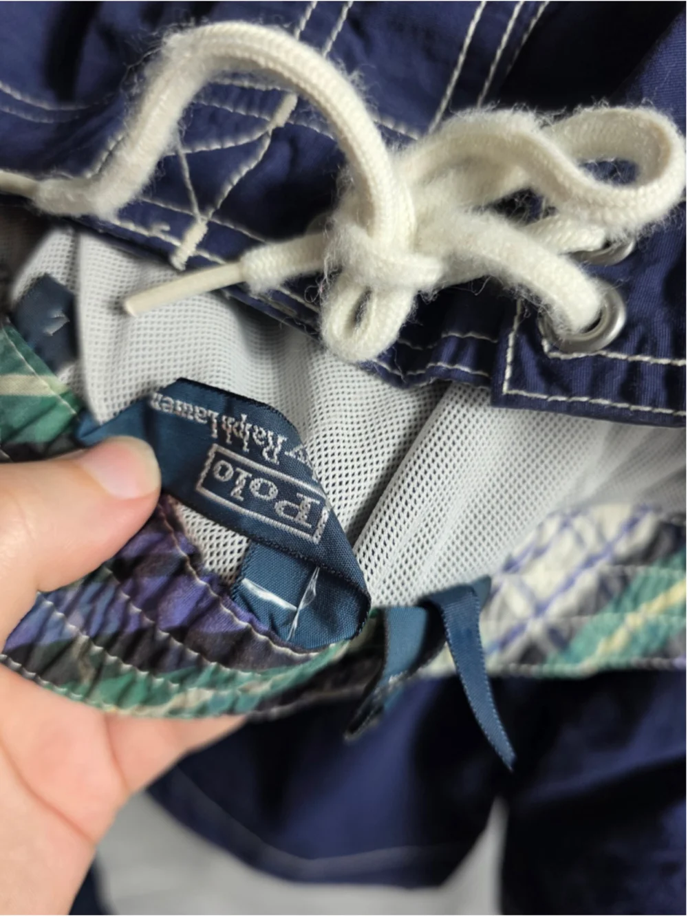 Men's Polo Ralph Lauren Swim Trunk Blue White beach shorts summer tropical large